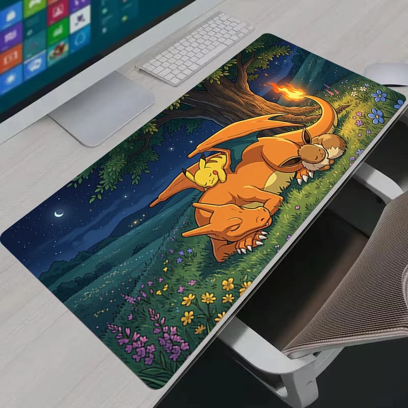 Tappetino per mouse Anime PC Gamer Cabinet Mausepad P-Pokemon Tappetino per tastiera Accessori per giochi per computer Kawaii Pikachu Playmat