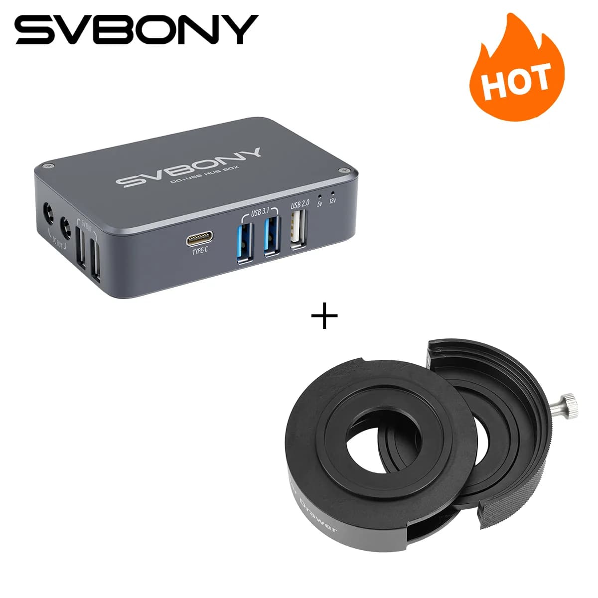 Svbony Astronomy Micro DC+USB HUB Box SV241 e SV226 Cassetto filtro Design con perdite di luce Nti con supporto per astrofotografia