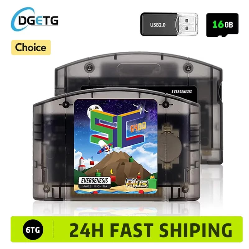 EVERGENESIS SC64 Open Source N64 Game cartridge 800 in 1 for Nintendo 64 Free game card 16GB card compatibility Support 64DD