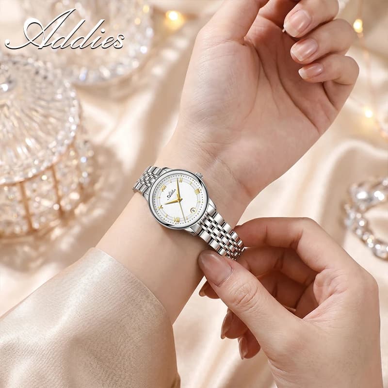 Addies Nuovi orologi da donna di lusso da 31 mm con cristallo di zaffiro, impermeabili fino a 50 m, in acciaio inossidabile 316L, orologio da polso al quarzo da donna