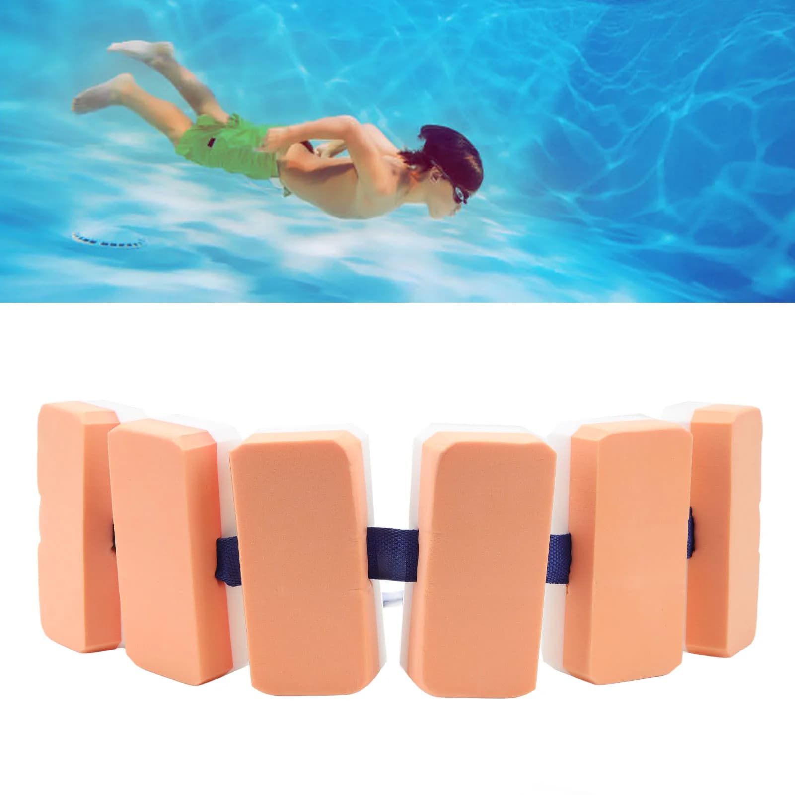 Pool Belts 6 Oval Floats EVA Adjustable Nylon Waistband Wide Applicability Swim Belt for Exercise for Beginners