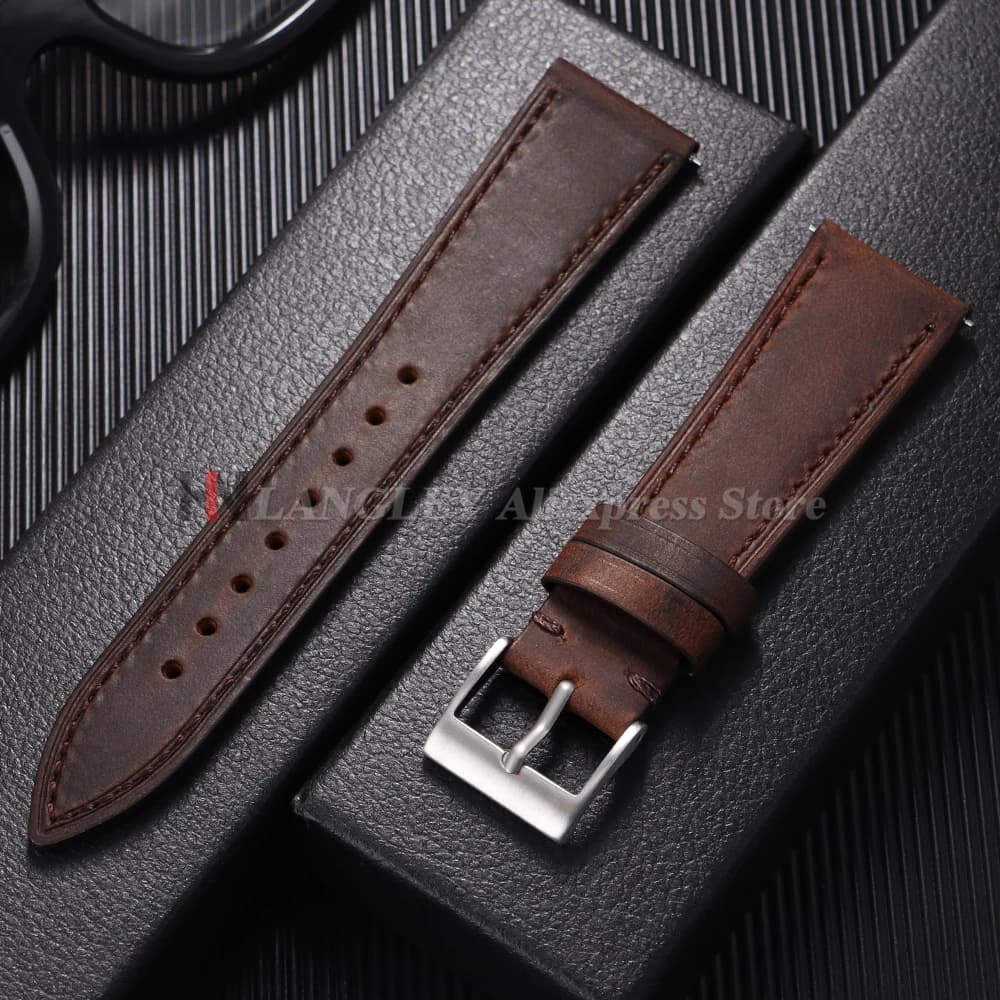 Retro vintage watches bracelet in real leather 18mm 19mm 20mm 21mm 22mm 24mm soft watch strap for women's quick release watch