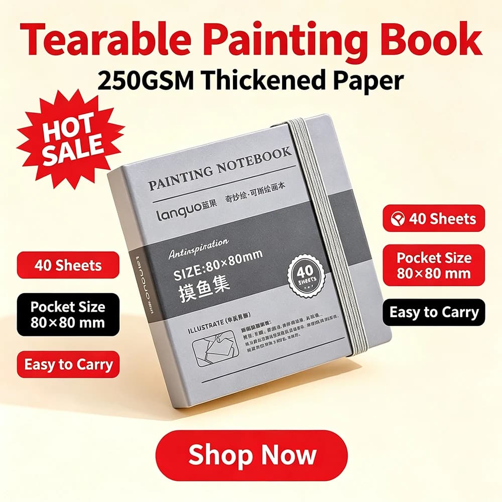 40 Sheets 80×80mm Mini Tearable Sketchbook Pocket Drawing Notebook Portable Square Painting Book for Student School Art Supplies