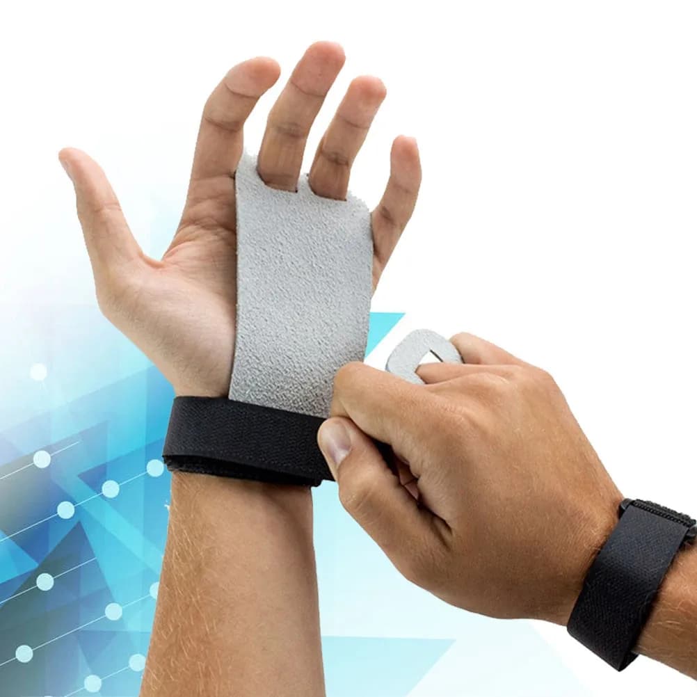 1Pair Protective Palm Grips Lifting Gloves Gym Gymnastics Training Hand Guard Pull Up Workout Weightlifting Size M Grey