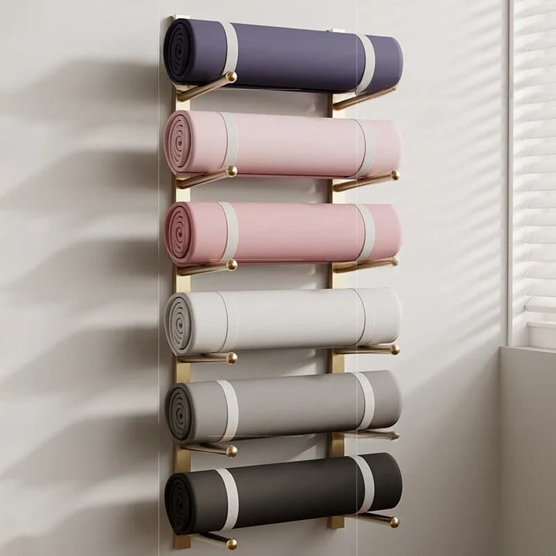 Multilayer Wall Shelf Iron Yoga Mat Storage Rack Gym Sorting Rack Indoor Layered Design Sports Equipment Display Stand WT162