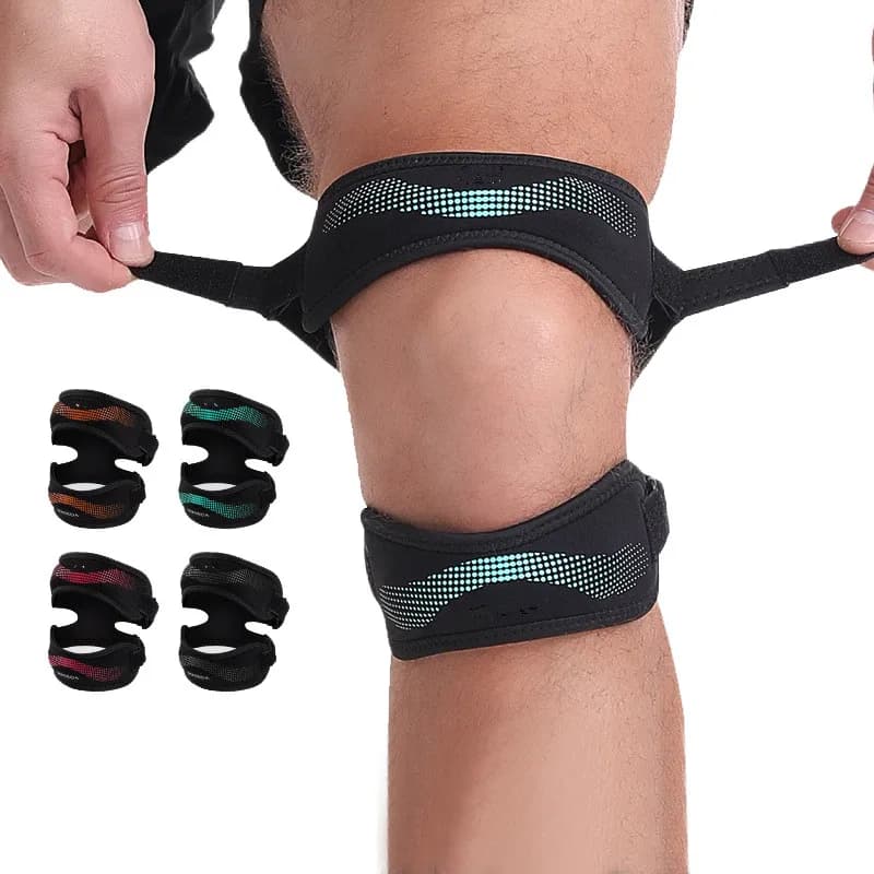 Ginocchiera regolabile Cinghia rotulea Fascia di supporto stabilizzatrice tendine per alleviare il dolore al ginocchio Cintura per ginocchio con dolore articolare con cuscino in gel