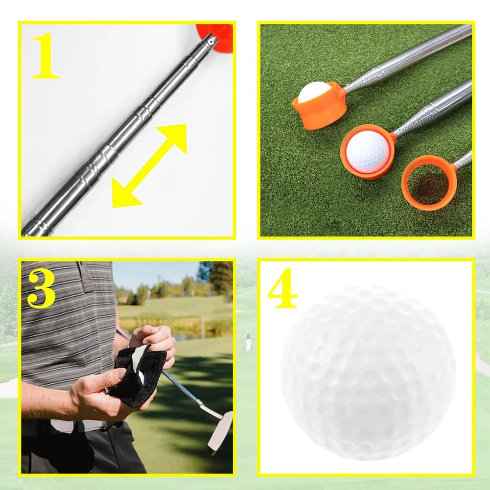 Strumenti per la raccolta delle palline da golf da 9 piedi/12 piedi Accessori da golf portatili in acciaio inossidabile telescopico allungabile