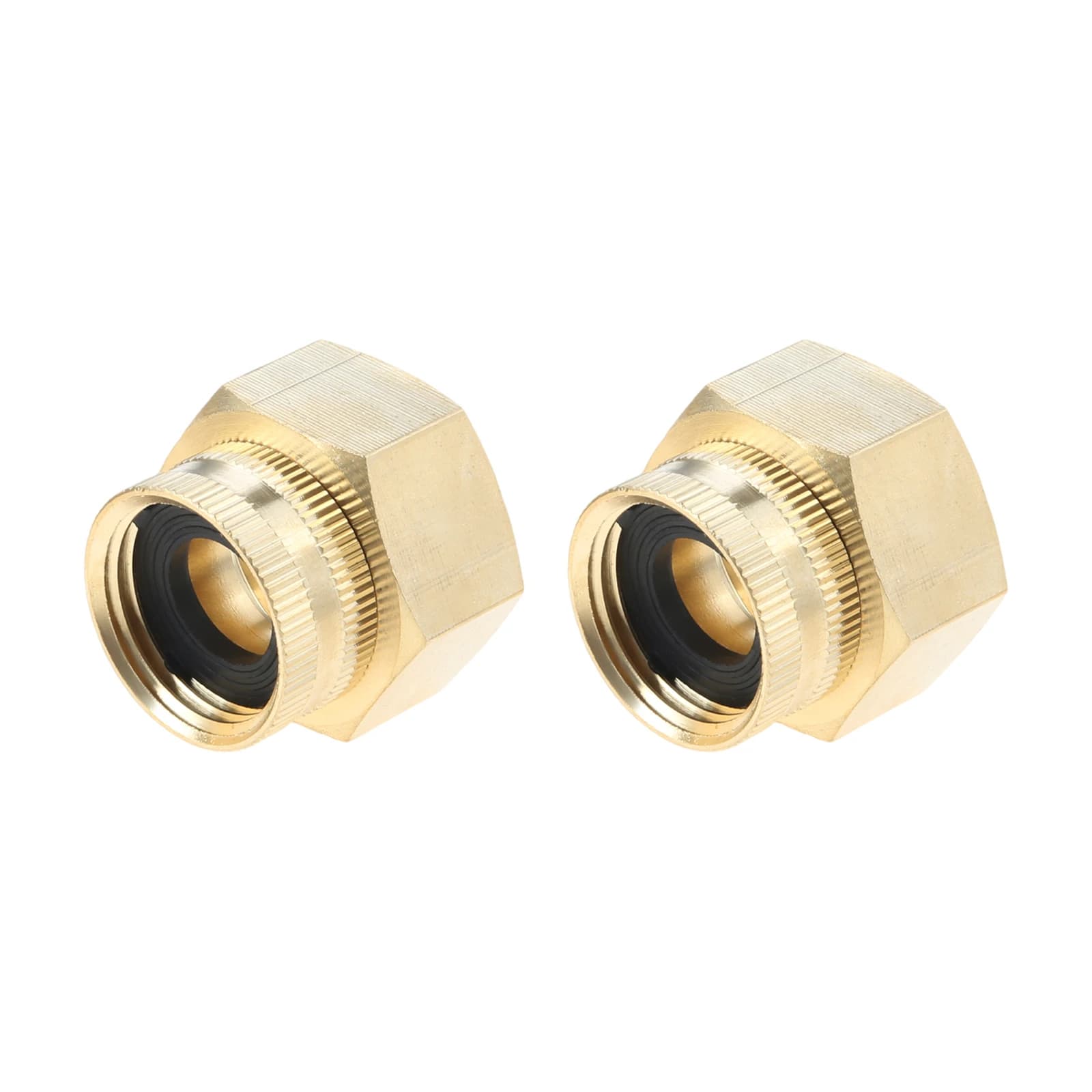 2Pcs Garden Hose Adapter 1" NPT to 3/4" GHT Double Female Thread Brass Water Hose Connector Adapter for Connecting Pipes Hoses