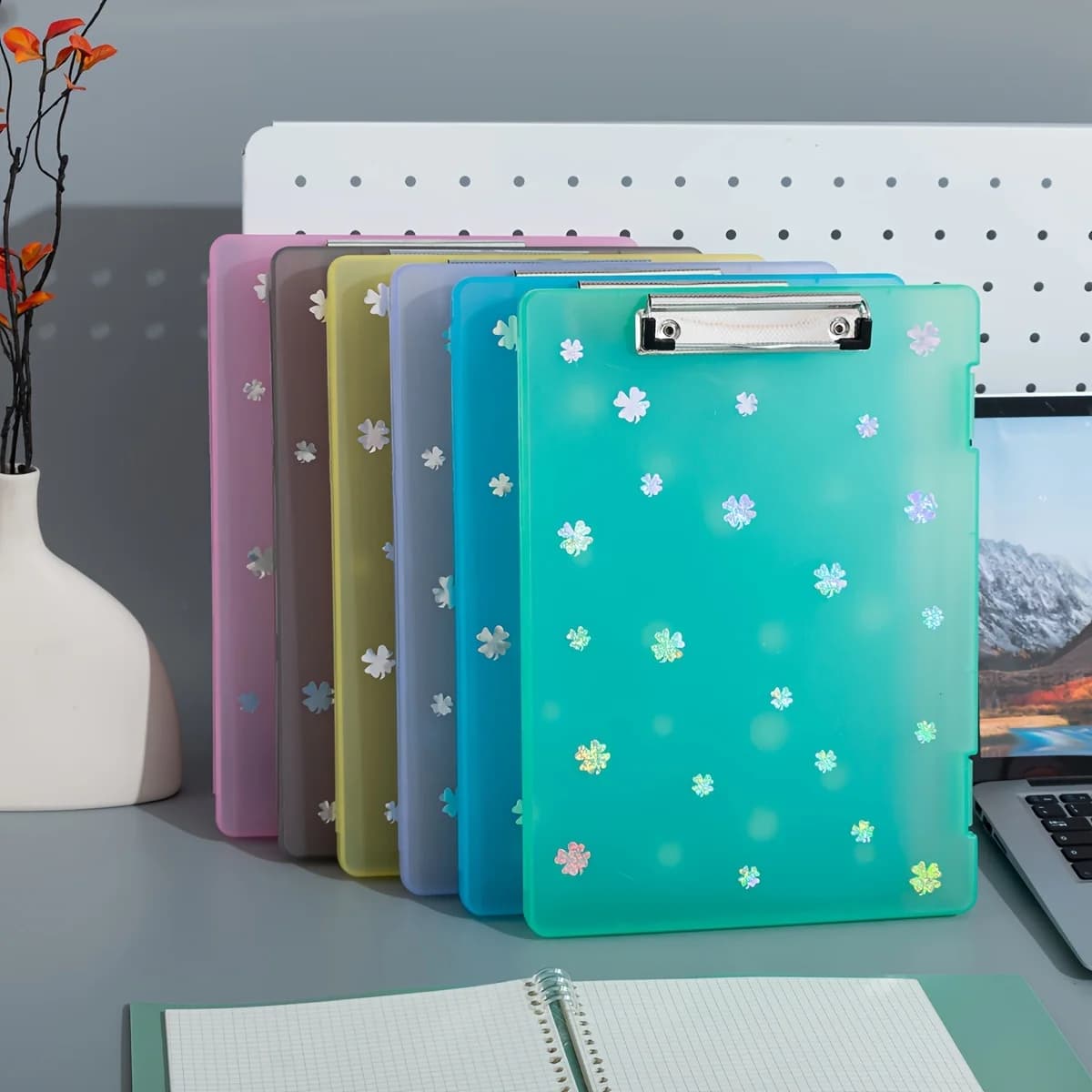 Cartella portablocco 2 in 1 durevole in PP A4, design floreale, grande capacità, supporto per documenti e tavolo da disegno spesso per l'uso degli studenti