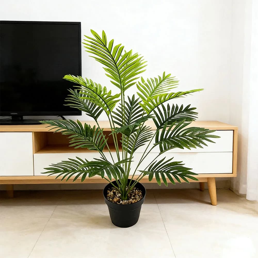 Nordic Large Artificial Palm Leaves Branches Green Tropical Plants Artificial Fern 12/18 Forks Plastic Artificial Palm Tree Home