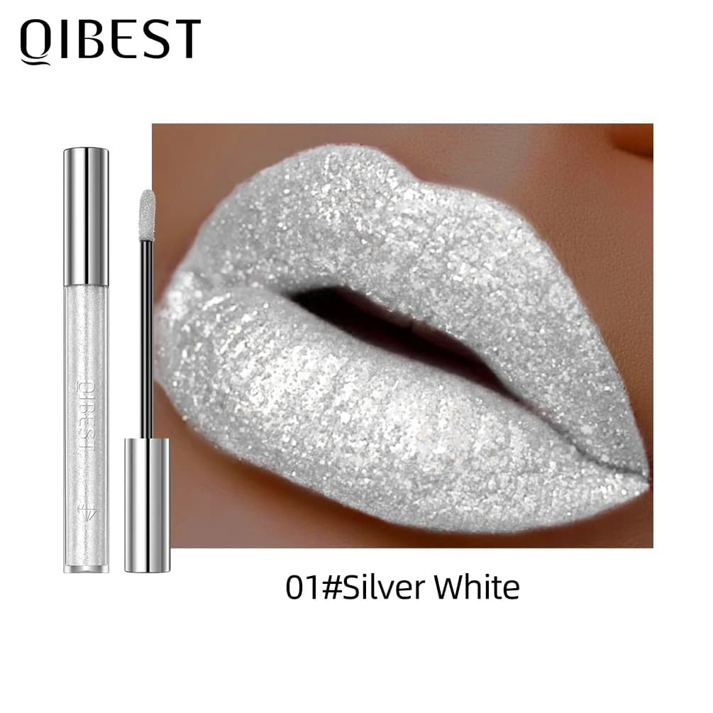Rossetto liquido con glitter diamantati Impermeabile a lunga durata Perla lucida Lucidalabbra Metallo Affascinante Smalto per labbra Tinta Trucco per le donne