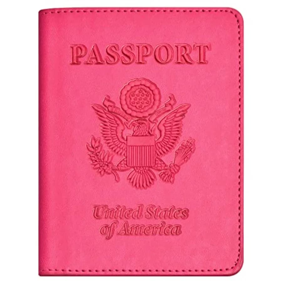 Passport and Vaccine Card Holder Combo, with Slot, Wallet, Cover, Case, for Women Men AD-Rose Red
