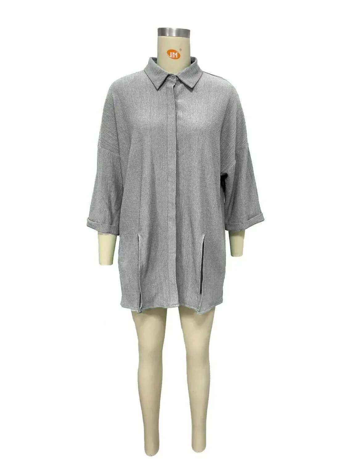 2 pieces women sets summer solid color short sleeve open stitch button blouse+shorts casual women's set clothing