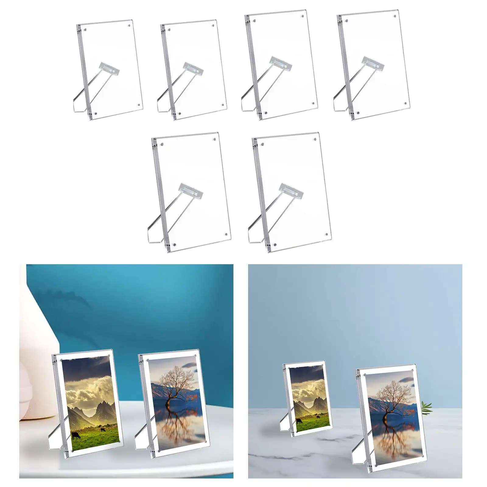 2 Pieces Acrylic Photo Frame for Photo, Paintings, Table Display for Weddings, Bedroom, Gallery, Ornament