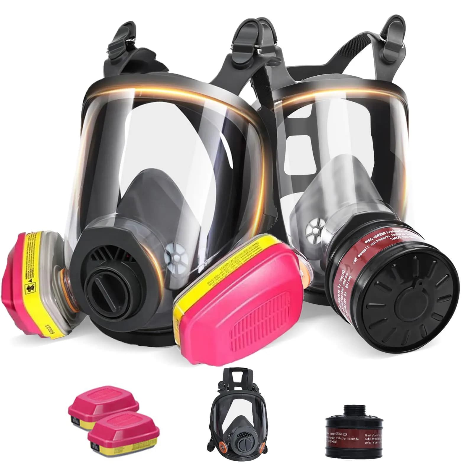 Survival Antigas Mask with 40mm Active Carbon Filter, Integral Respirator for Chemical and Nuclear Protection, Filter 60926 Included