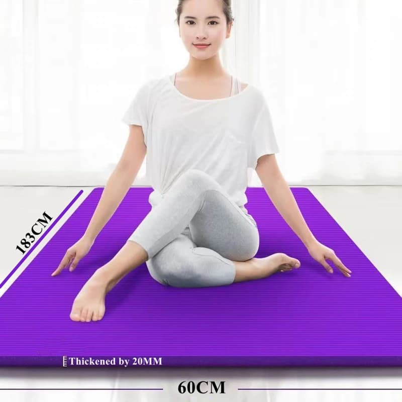 Tappetino da yoga 183 × 60 cm Allenamenti Tappetino per esercizi fitness indoor antiscivolo allargato impermeabile 20 mm di spessore per yoga Pilates e pavimento antiscivolo