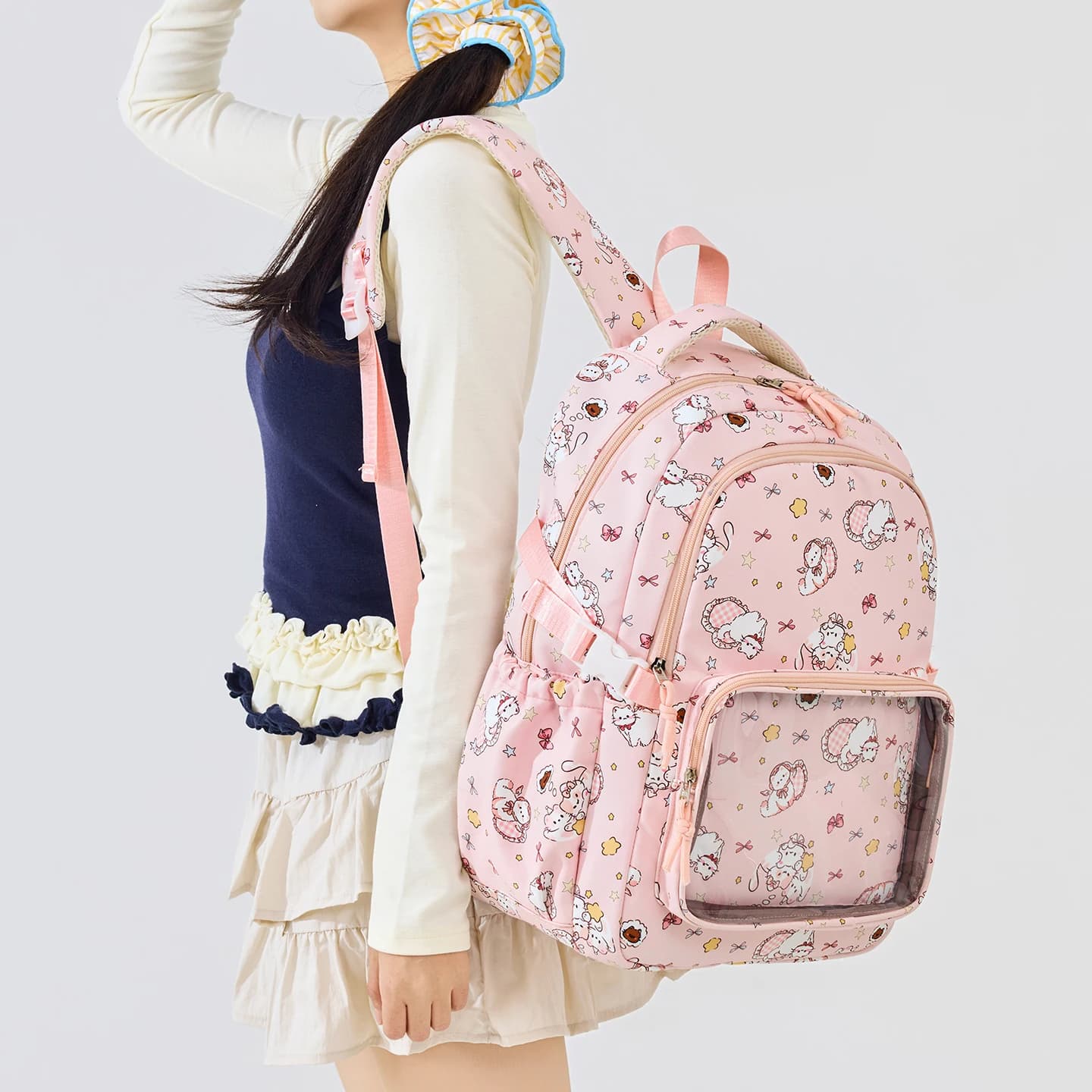 Zaino scolastico in stile giapponese con design accattivante per studenti delle scuole elementari, graziosa borsa Ita trasparente per studenti delle scuole medie, zaino per studentesse universitarie