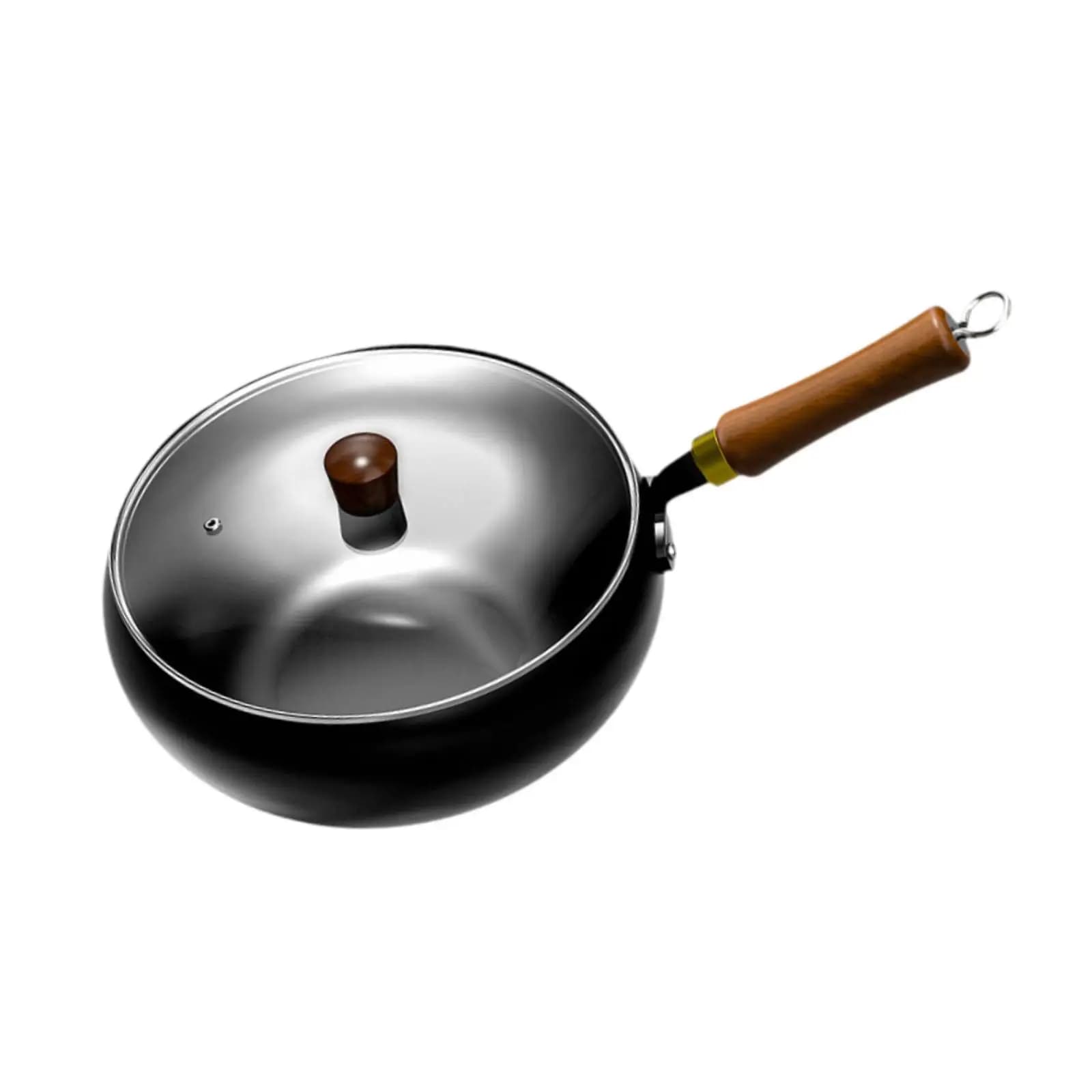 Wok con Fondo Piatto, Coperchio e Spatole, Padella per Saltare in Padella, Wok Cinese per Regalo di Inaugurazione Casa, Adatto per Fornelli a Induzione