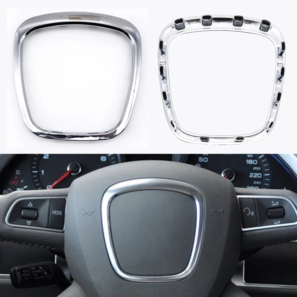 Chrome Volante Dell'automobile Telaio Trim Copertura Per Audi Q5 Q7 A3 S3 8P A4 B6 B7 B8 A5 B8 A6 C7 Centro Logo Protezione Della Copertura adesivo