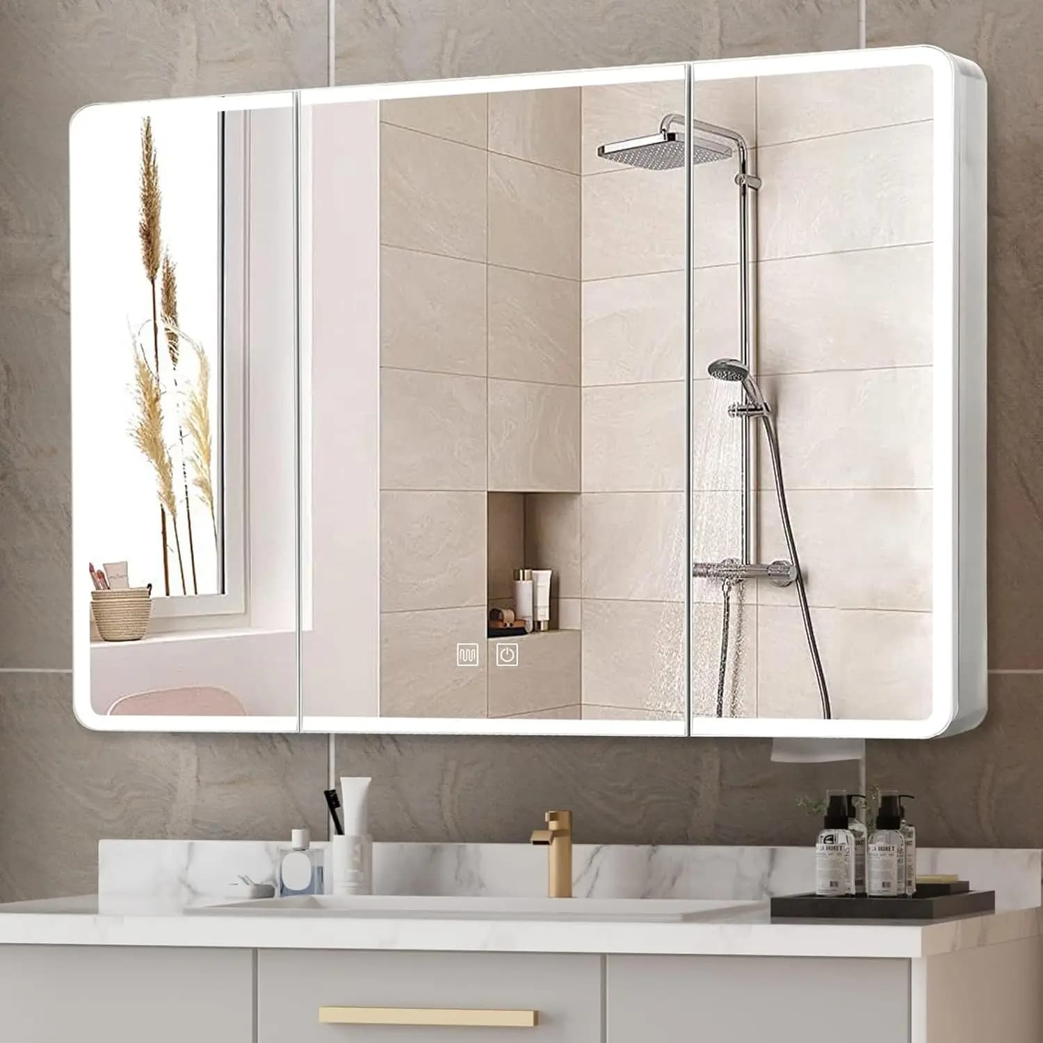 36x28 Lighted Bathroom Medicine Cabinet with Led Mirror, Pre- Assembled Recessed or Surface Medicine Cabinet with, Customized