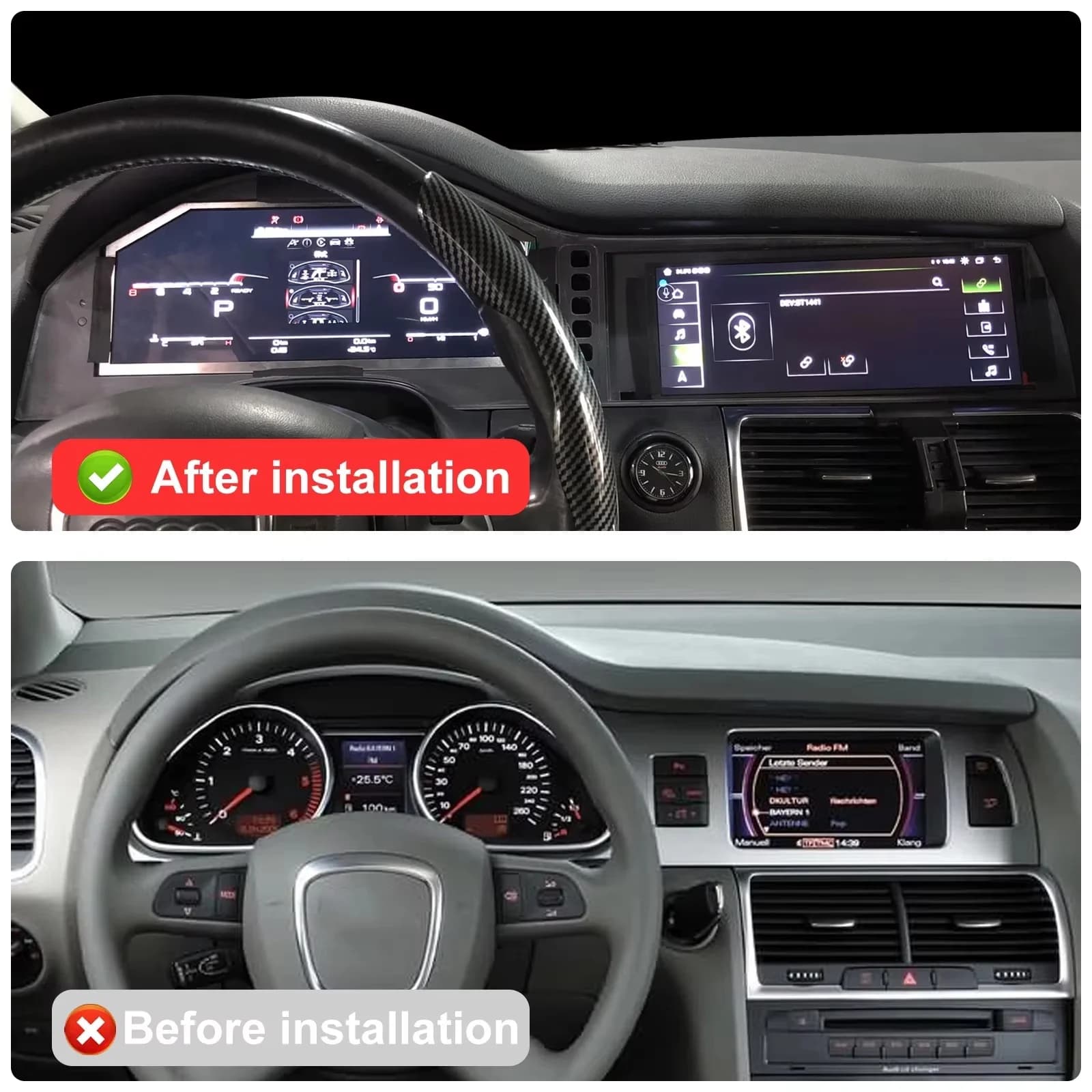 Quadro Strumenti Digitale per Audi Q7 4L 2005-2015, Tachimetro Android, Radio AUTO, CarPlay Wireless, Navigazione GPS