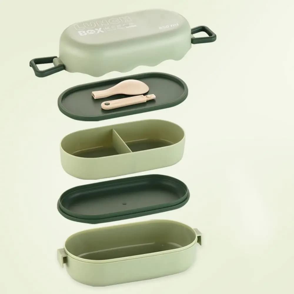 Contenitore per Pranzo Portatile Sigillato e Durevole, 3 Scomparti, Riutilizzabile, 850ML, Scatola per Snack a Doppio Strato per Esterni