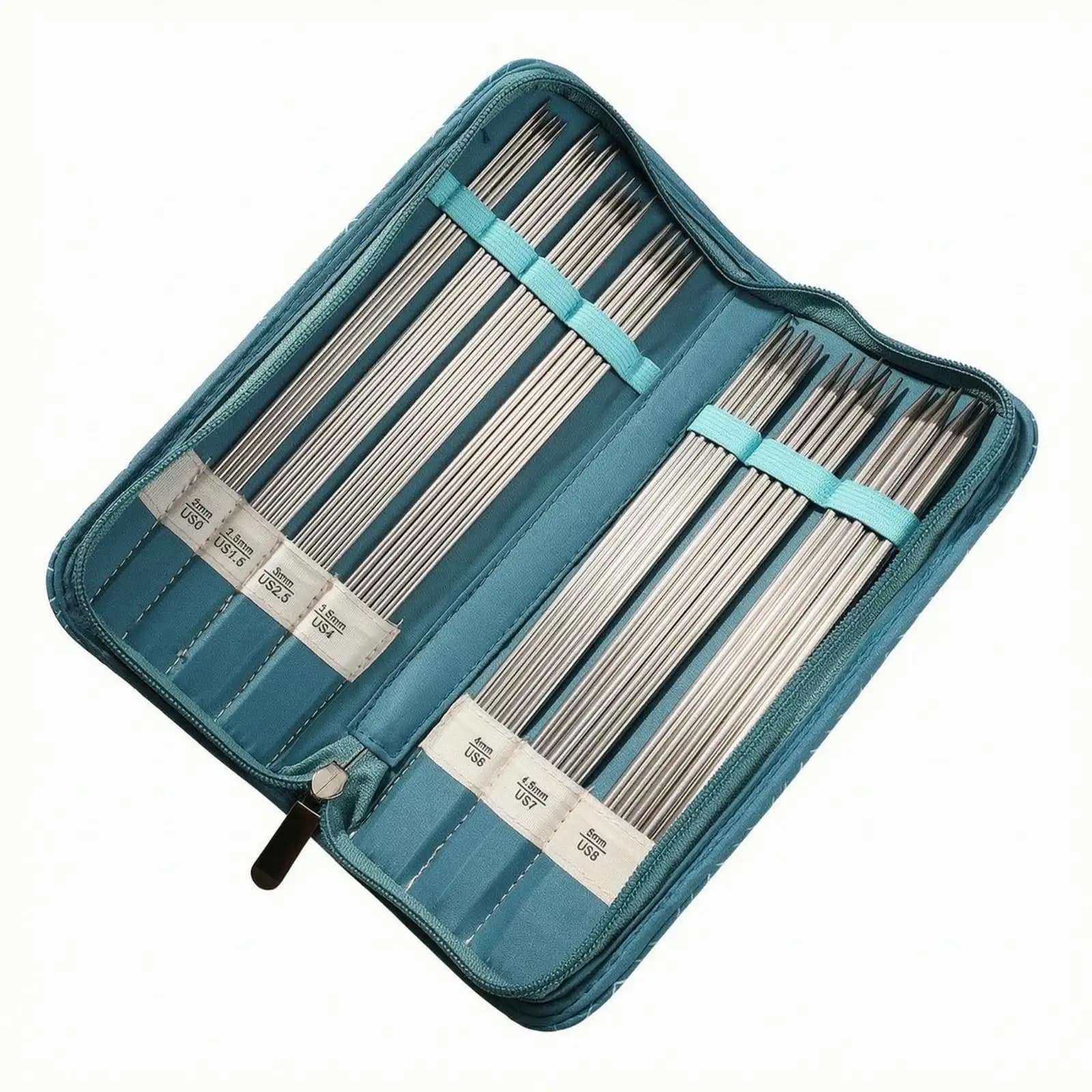 Zippered Knitting Needle Case 600D Oxford Cloth Holder with Divided Interior Sections for Knitting Pins and Craft Tools Portable