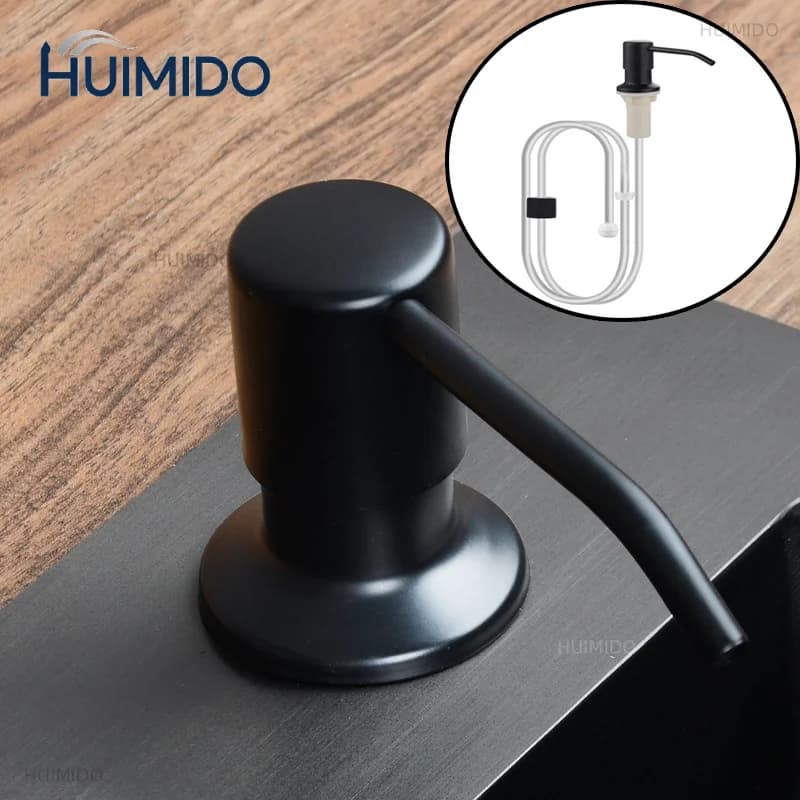 Extension Tube Soap Dispenser for Kitchen Sink Stainless Steel Refill from The Top Built in Design for Counter Top