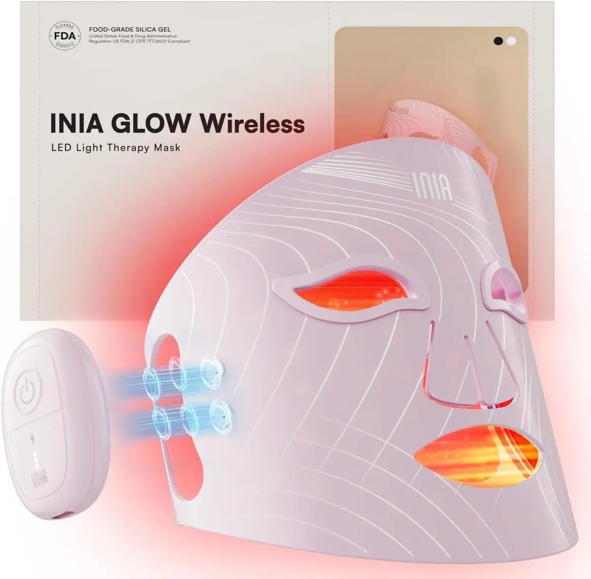 Maschera LED per Terapia a Luce Rossa Senza Fili per il Viso, Ricaricabile con Luce Infrarossa Vicina (NIR), Design Ergonomico per Casa e Viaggio