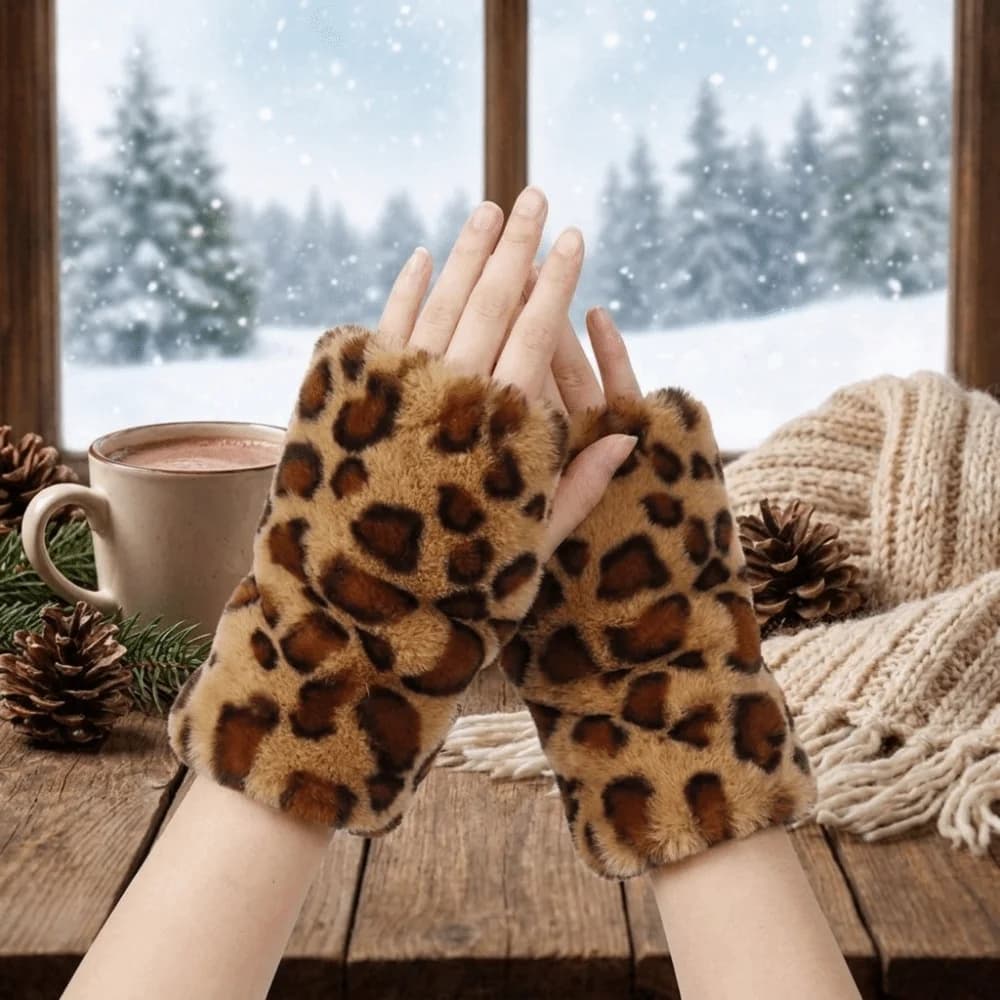 Thickened Fingerless Furry Gloves Fleece Lined Skin Friendly Faux Fur Hand Warmer Elastic Cuff Warm Keeping Plush Wrist Sleeve