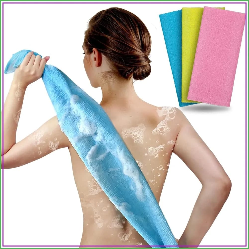 Exfoliating Washcloth & Shower Body Scrubber, 3 Pack | Japanese Washcloth, Korean Back Scrubber Towel, All Skin Type Daily Use in Shower, Textured Nylon, Smoother Skin, Quick-Dry