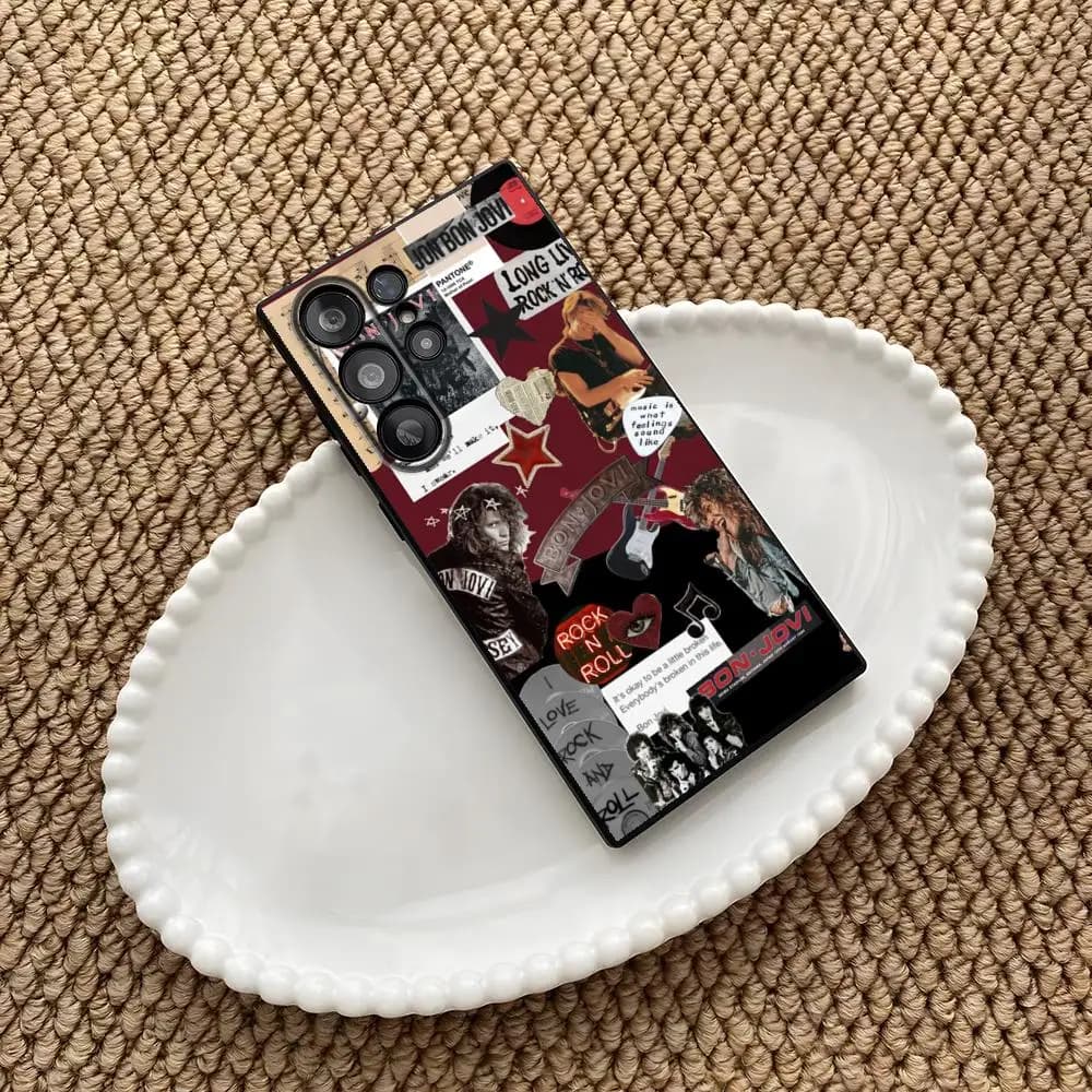B-BonS Fashion J-JoviS Phone Case For Samsung Galaxy S26 S25 S24 S23 S22 S21 S20 Plus Ultra Note20 Soft Black