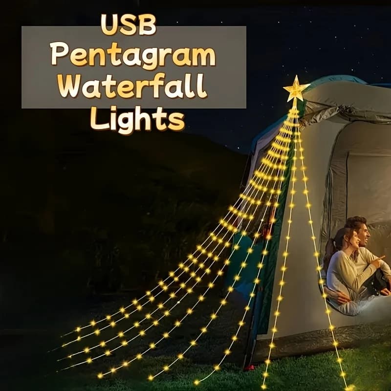 LED Cascata di Natale Fata Luce della stringa con Topper Stella Decorazione dell'albero di Natale 2025 per la casa Navidad Natal Capodanno 2026