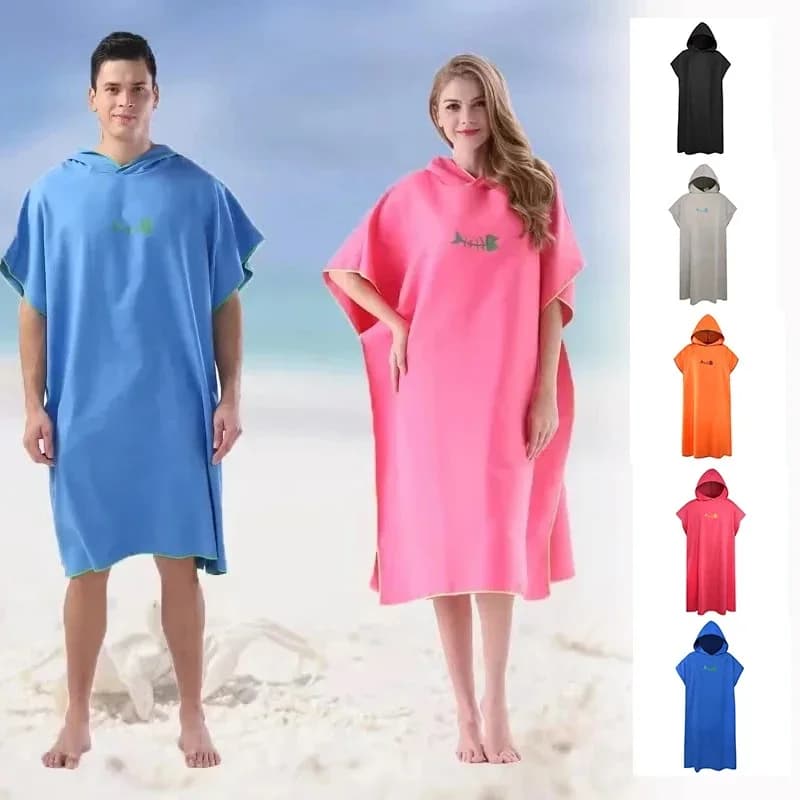 Changing bathrobe, swimming, quick drying cloak, surfing, diving, hooded bath towel, beach cape, windproof and warm