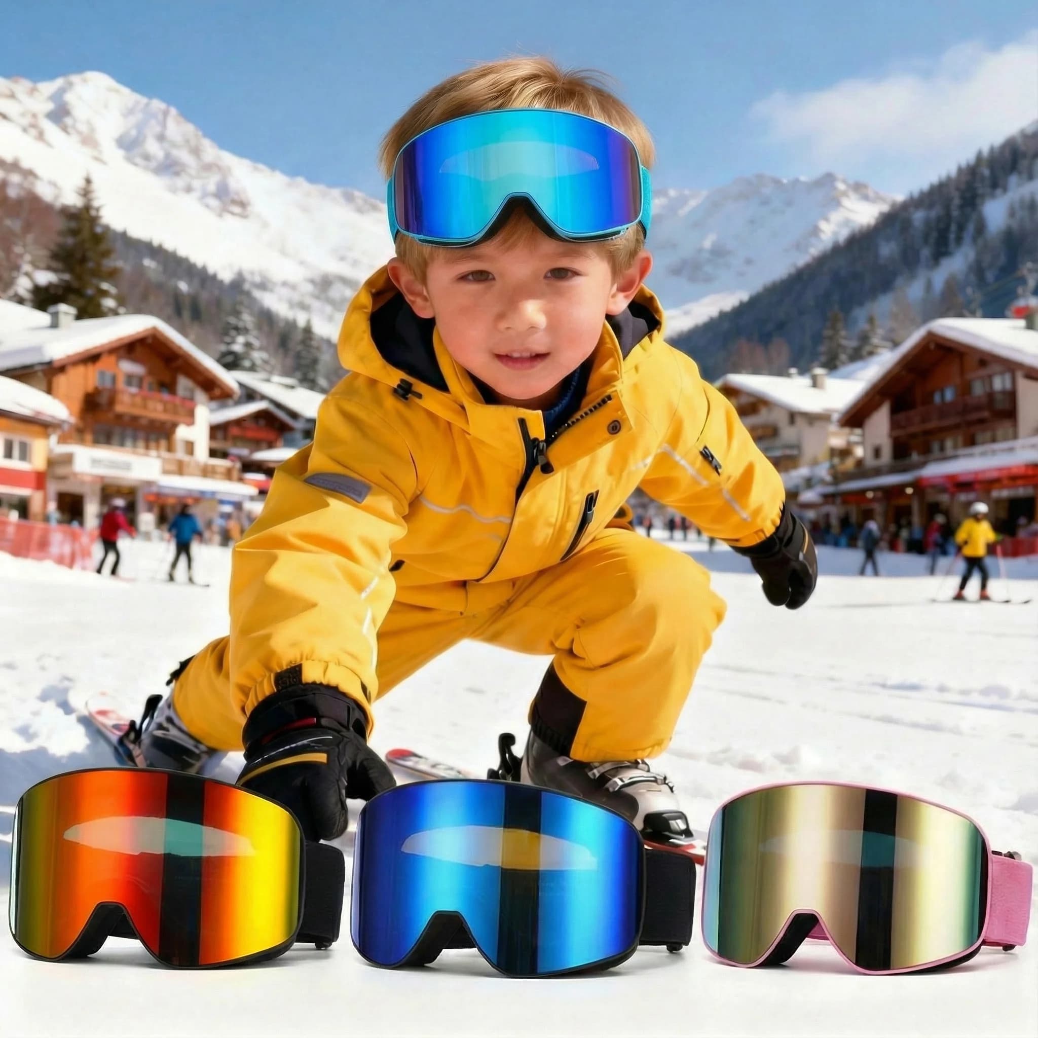 Nuovi bambini Occhiali da sci per bambini 4-15 anni Occhiali da snowboard professionali antiappannamento per bambini UV400 Occhiali da maschera da sci per bambini