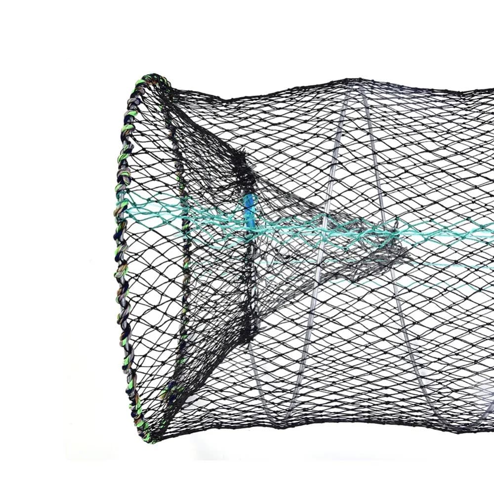 Nassa da Pesca Pieghevole Portatile in Nylon e Filo d'Acciaio, Trappola per Granchi e Aragoste Nera, Accessori per la Pesca, Varie Misure