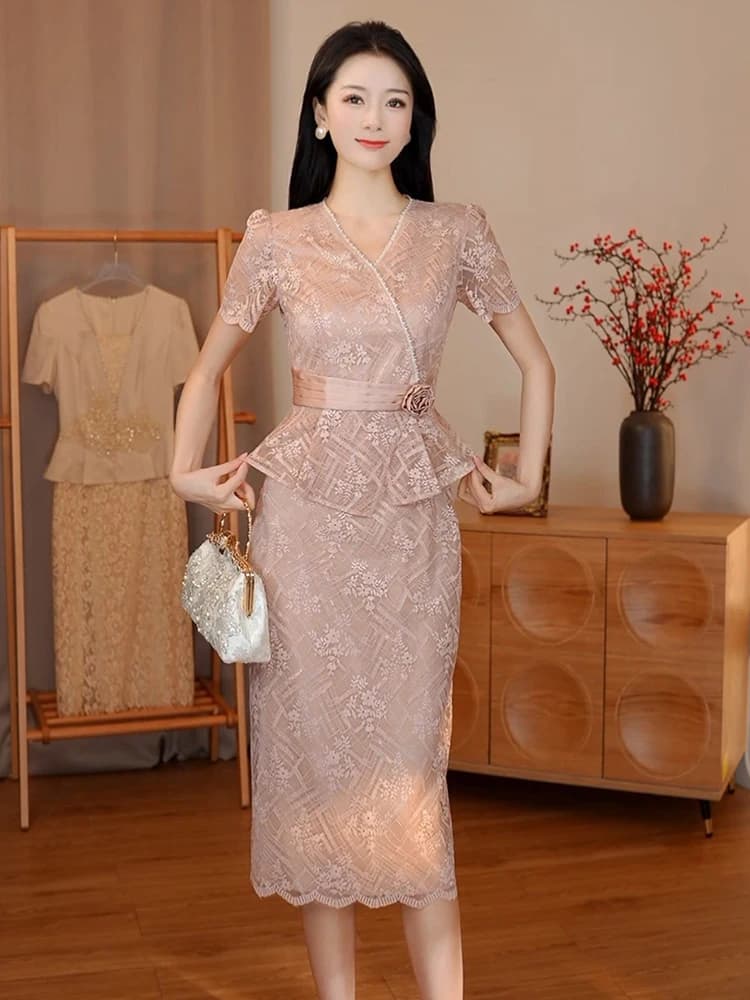 Elegant IZP Summer Lace Wedding Dress Reformed Evening Gown for Mother of the Bride Matron of Party Dress
