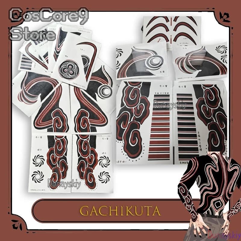 Enkin Cosplay Tatuaggio Temporaneo Singolo Uso Gioco di Ruolo Anime Vestito GACHIAKUTA Prop Anime Outfi Parrucca Tatoo Gioco di Ruolo Del Partito di Halloween