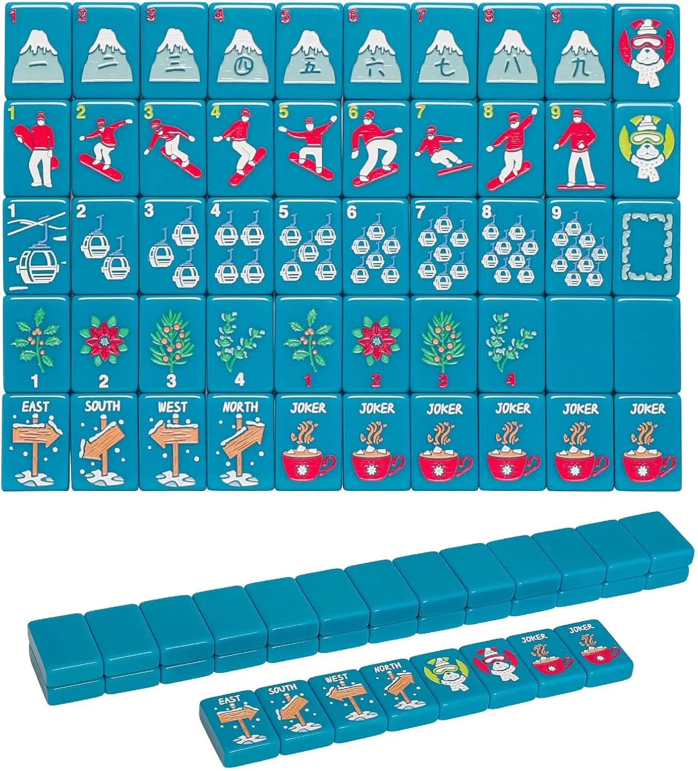 Set Mahjong Americano 160 Tessere con Borsa per il Trasporto, Tessere in Acrilico Incise, Accessori Completi per Serate di Gioco