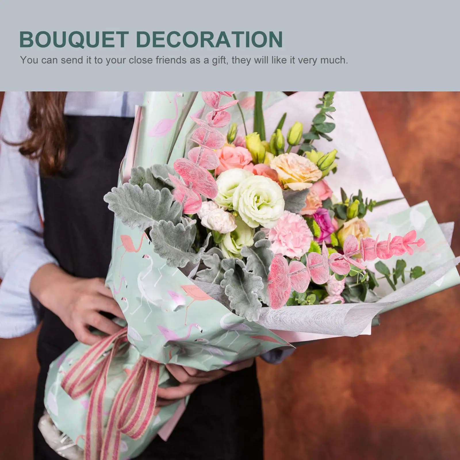 5 artificial eucalyptus leaves, realistic and simulated leaves, wedding decorations, parties, home, floral arrangements