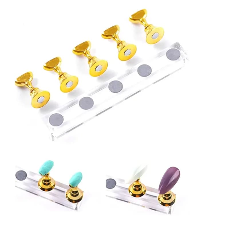 Espositore per Smalti Semipermanenti a Scaffale, Set di 5 Pezzi, Supporto Magnetico a Scacchiera per Unghie, Espositore per Pratica, Oro, Argento, Oro Rosa