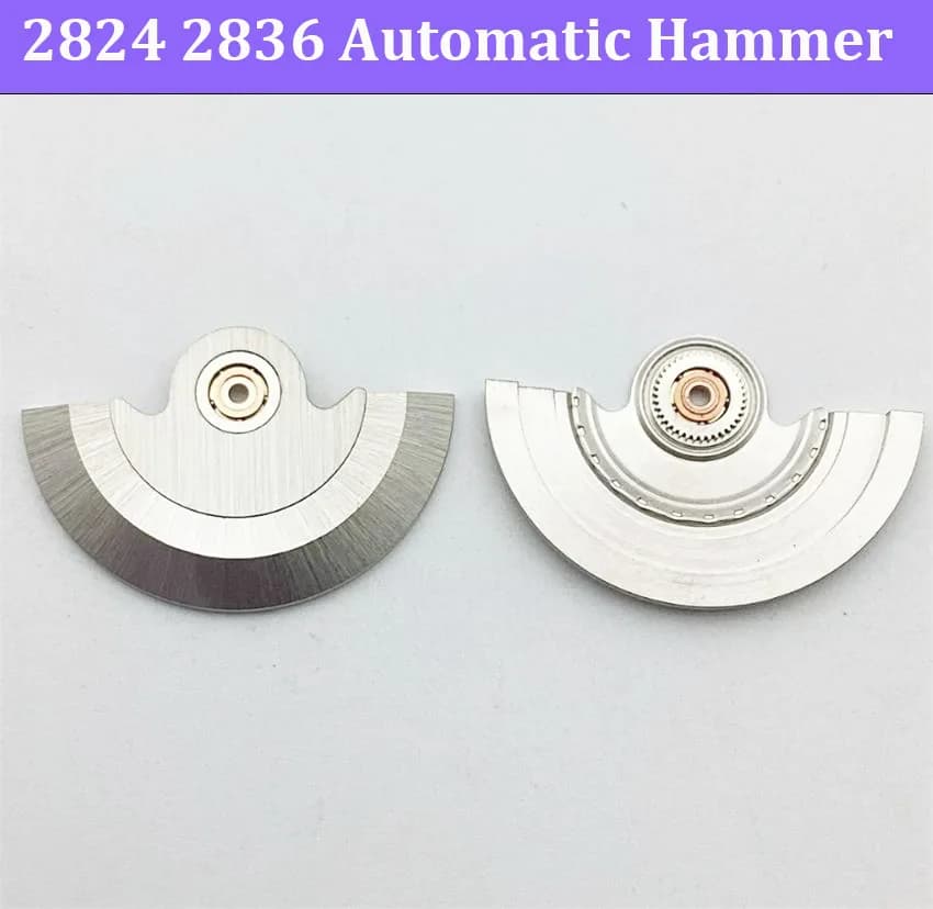 Accessori per movimenti di orologi adatti al movimento 2824 2836, martello automatico argentato con cuscinetti, martello a pendolo automatico