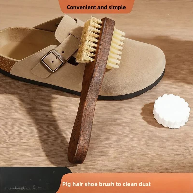 Double Sided Suede Brush Pig Hair Bristle Nubuck Cleaning Tool for Shoes Boots Leather Care
