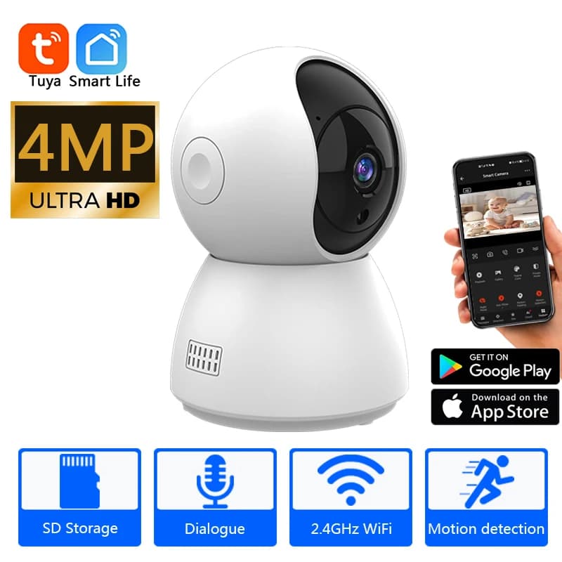 HD 4MP Tuya Smart Mini WiFi Telecamera IP Telecamera di sorveglianza Monitoraggio automatico Sicurezza wireless interna CCTV domestico Baby Monitor