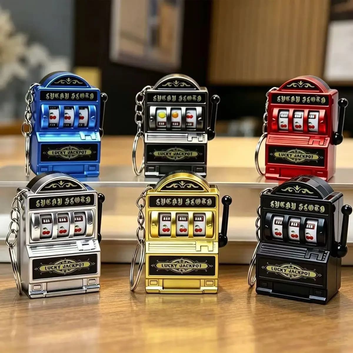 Mini Portable Fruit Slot Machine Keychain Pendant Vintage Las Vegas 777 Shakeable Mini Lucky Draw Toy Machine Available In Stock
