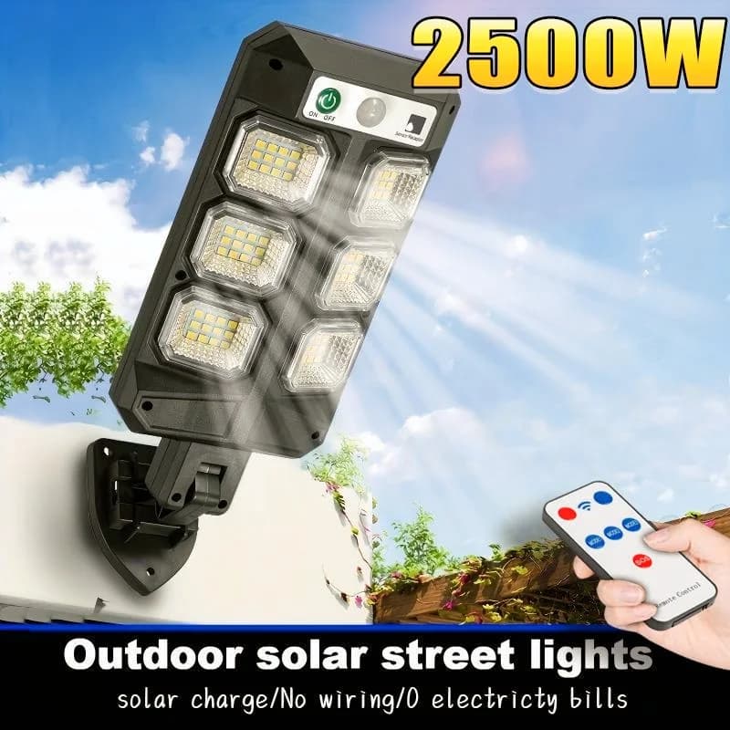 5000000LM Outdoor Solar Lights with Remote Control Motion Sensor Flood Wall Lamp 2500W LED IPX65 Waterproof Solar Powered Lights