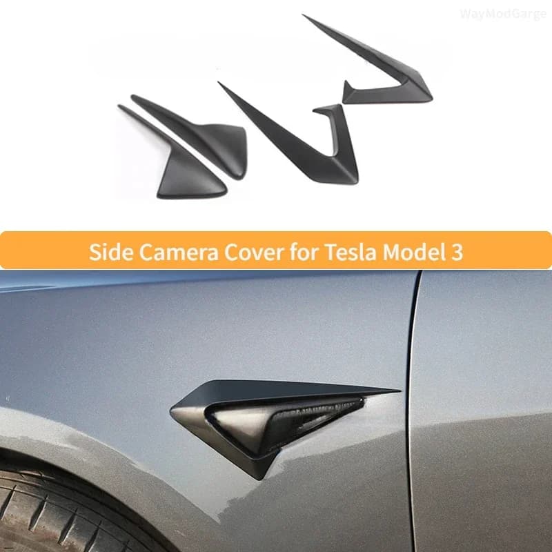 Copertura di protezione della fotocamera laterale per Tesla Model Y/3 Body Kit ABS Accessori per pannelli decorativi per fotocamera laterale in fibra di carbonio 2023