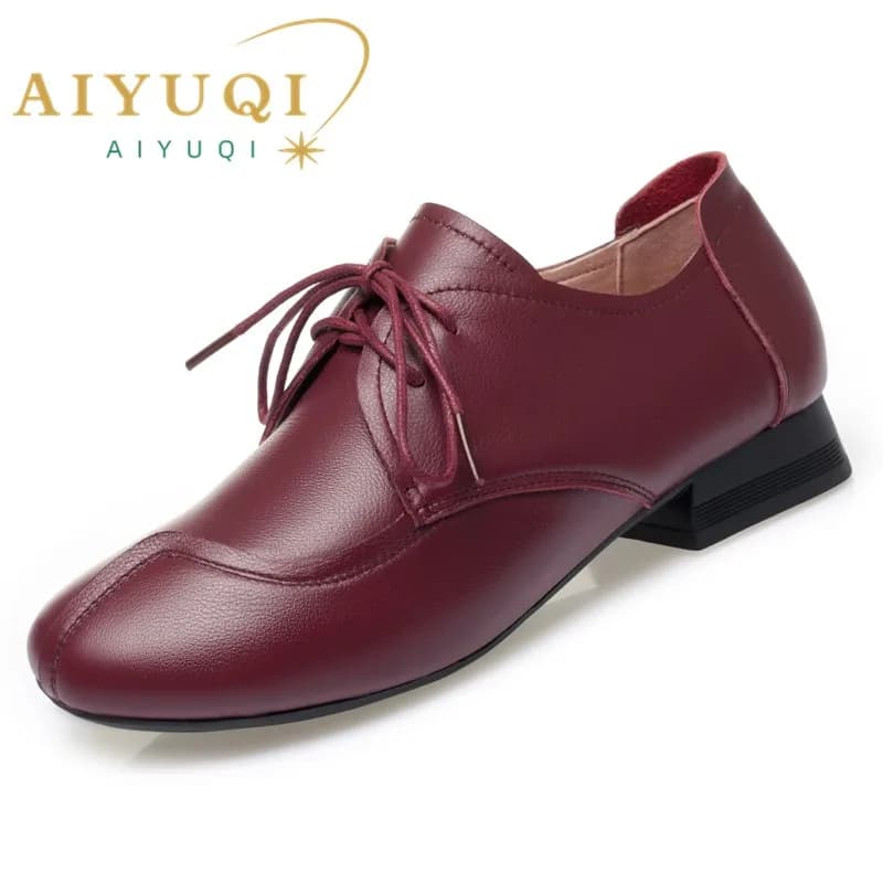 AIYUQI Scarpe Casual da Donna in Vera Pelle Autunno 2026 Nuove Scarpe Vintage da Mamma Antiscivolo con Lacci