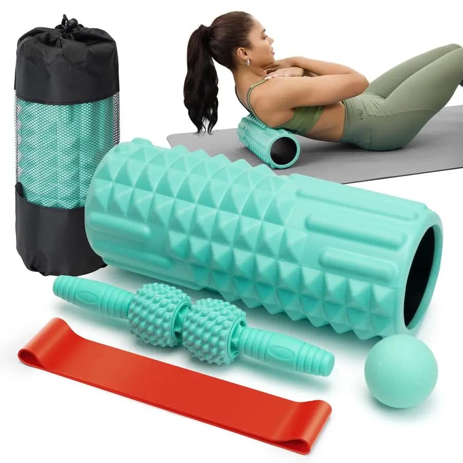 Set of 1 Foam Roller for Massage, Massage Stick, Massage Ball, Physiotherapy and Massage Resistance Band