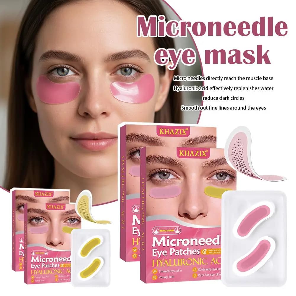 Patch Occhi con Microaghi, Maschera Sottoculare all'Acido Ialuronico per Linee Sottili, Occhiaie e Gonfiore, Maschera Occhi al Collagene